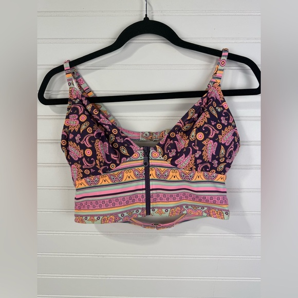Victoria’s Secret tankini bikini paisley pink, purple, mint swimsuit set. Size M - Picture 6 of 16